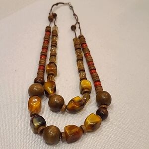 4/$20π€ Boho Wood and Bauble Bead Necklace double chord